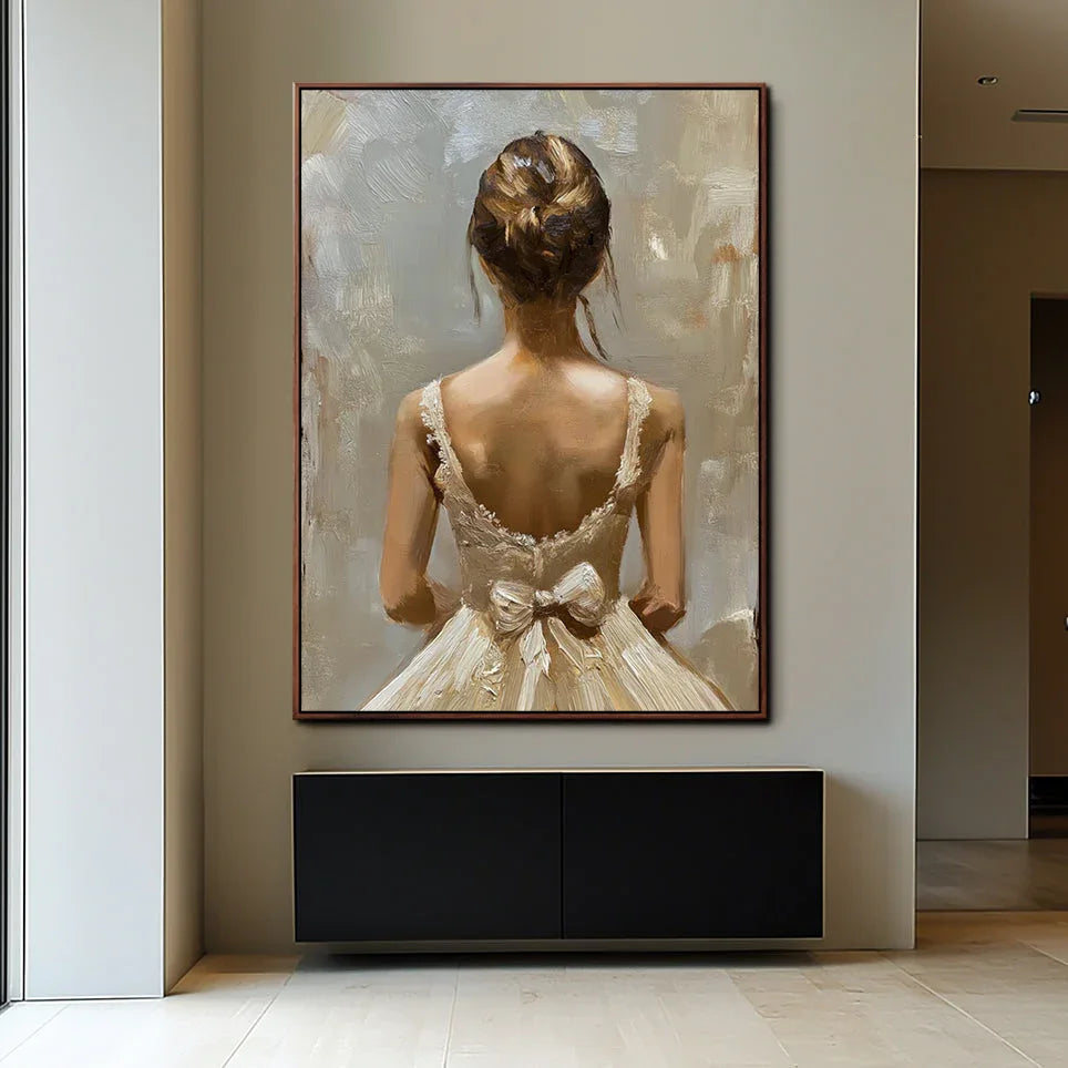 Graceful Elegance-Hand-painted Realistic Dress Female Background Texture Oil Painting Wall Art