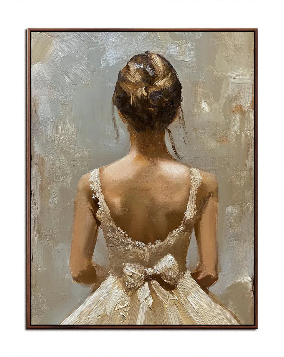 Graceful Elegance-Hand-painted Realistic Dress Female Background Texture Oil Painting Wall Art