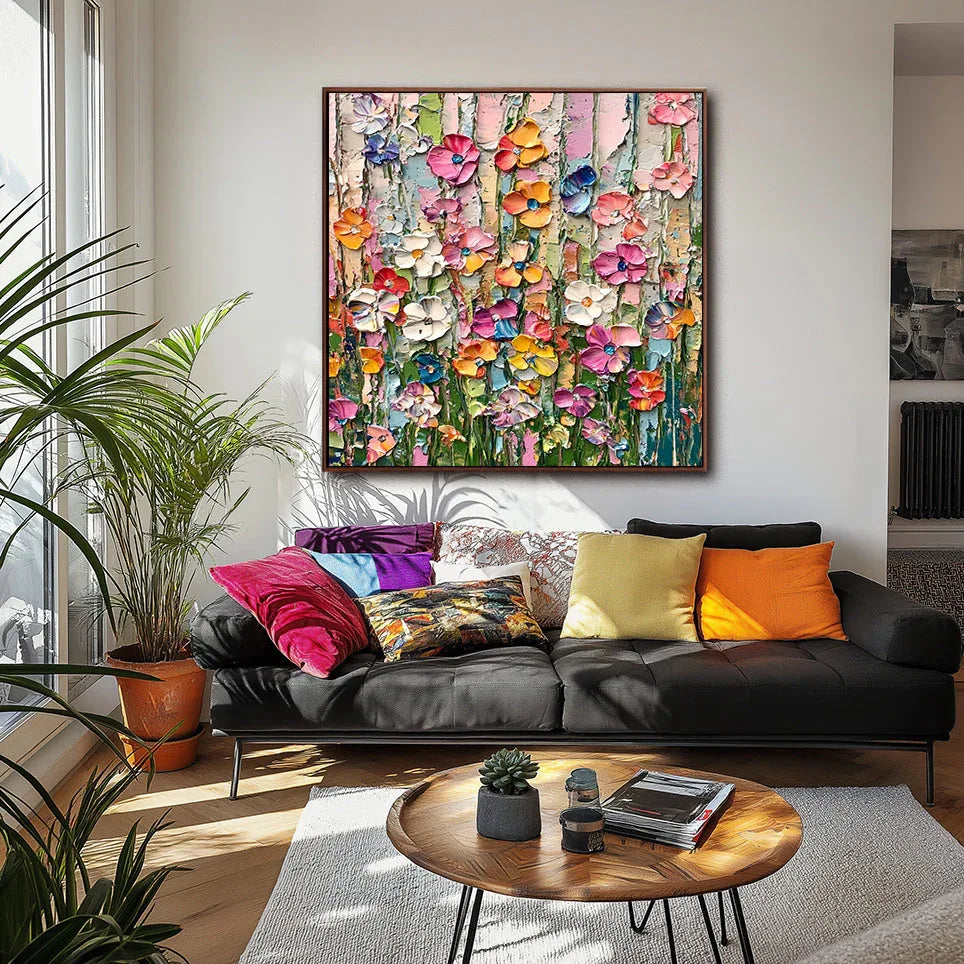 Floral Bloom Extravaganza-Flower Border Abstract Texture Wall Art#FL10017