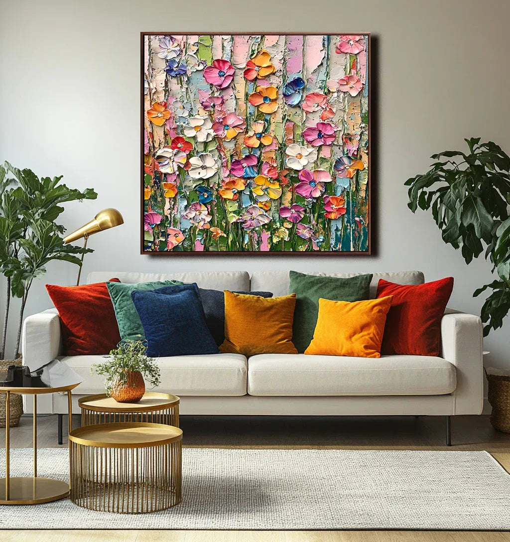Floral Bloom Extravaganza-Flower Border Abstract Texture Wall Art#FL10017