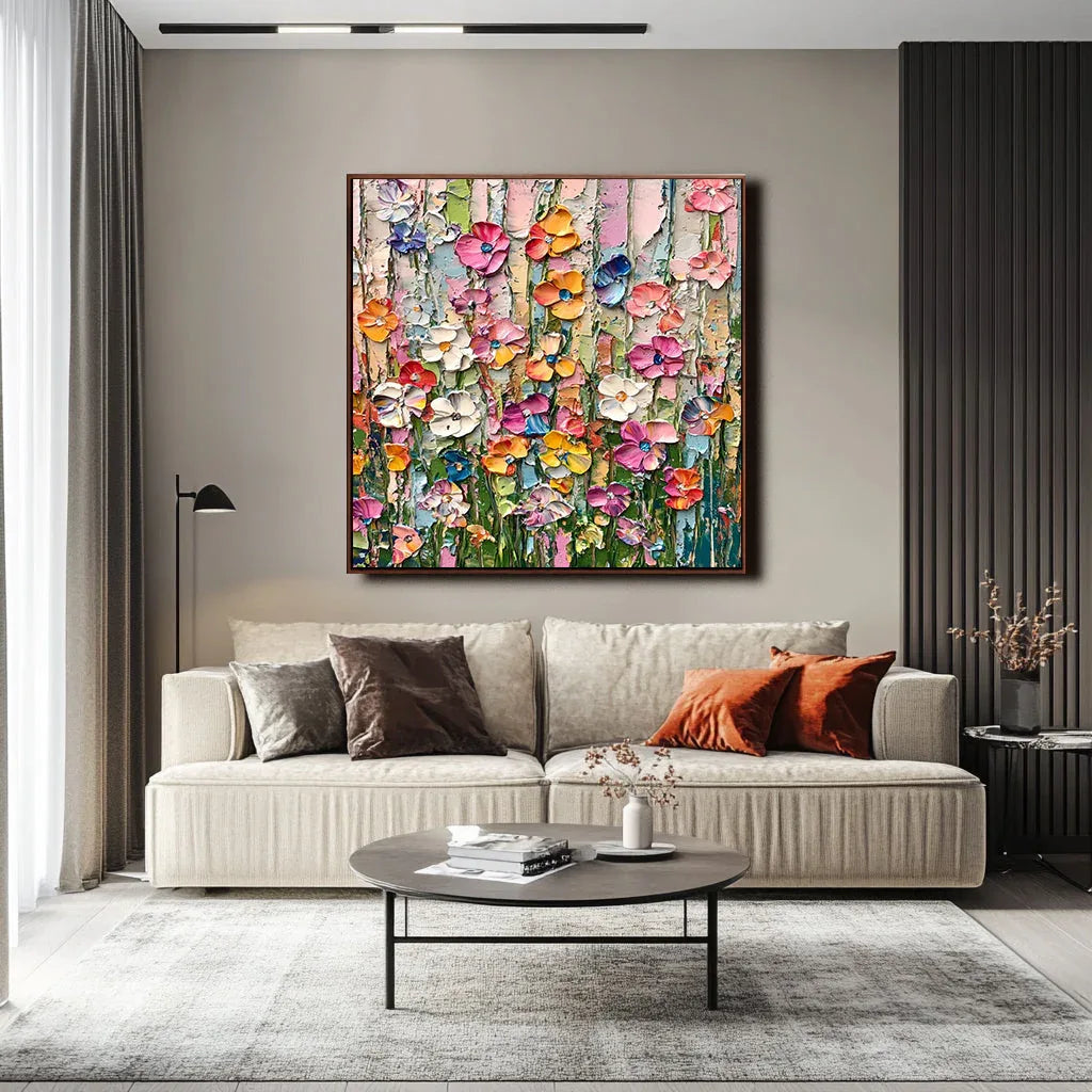 Floral Bloom Extravaganza-Flower Border Abstract Texture Wall Art#FL10017
