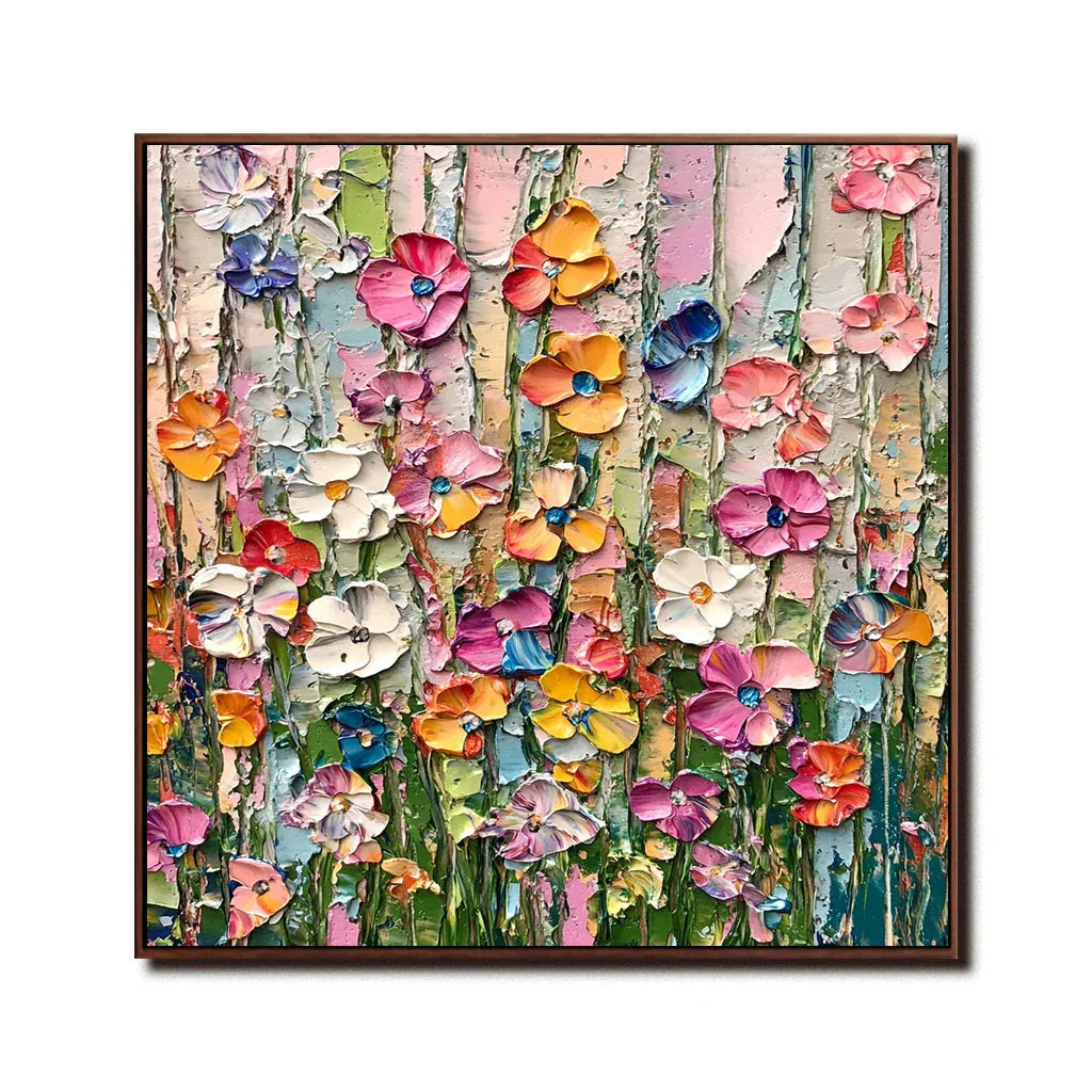 Floral Bloom Extravaganza-Flower Border Abstract Texture Wall Art#FL10017
