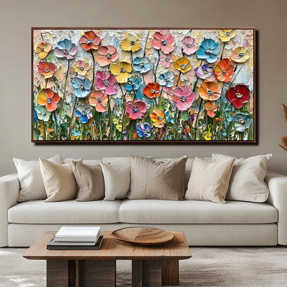 Garden of Color Symphony-Colorful Floral Texture Three-Dimensional Wall Art#FL10032