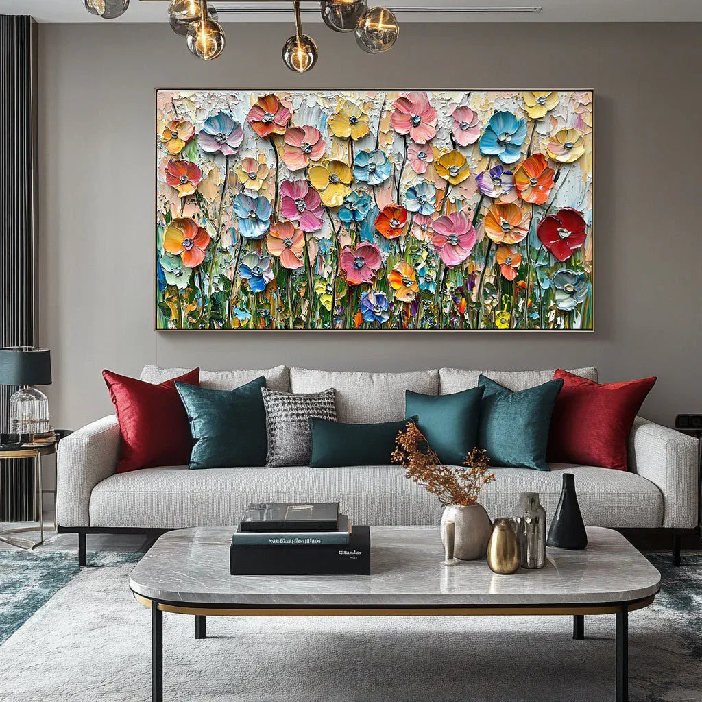 Garden of Color Symphony-Colorful Floral Texture Three-Dimensional Wall Art#FL10032