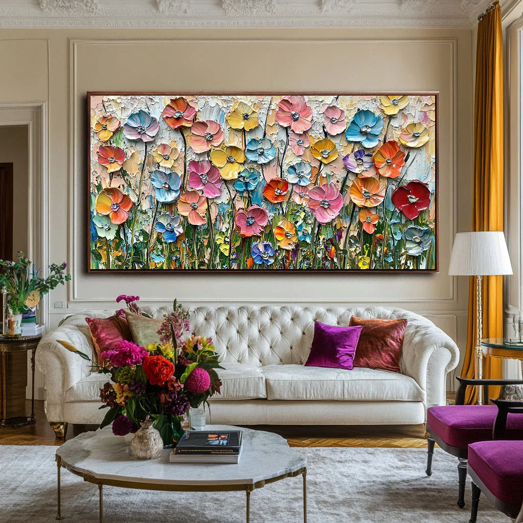 Garden of Color Symphony-Colorful Floral Texture Three-Dimensional Wall Art#FL10032