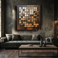Mosaic Reflections-Abstract Oil Painting Wall Art of Three-Dimensional Geometric Blocks