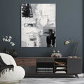 Monochrome Dimensions-Modern Minimalist Black and White Texture Abstract Oil Painting Wall Art