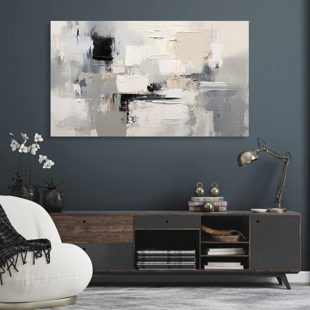 Muted Resonance-Hand-Painted Modern Abstract Thick-Painted Texture Wall Art