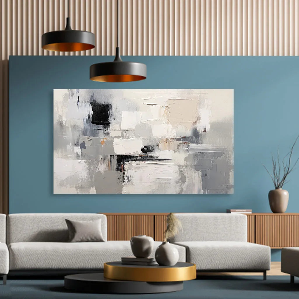 Muted Resonance-Hand-Painted Modern Abstract Thick-Painted Texture Wall Art