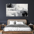 Monochrome Horizon-Hand-Painted Gray-Toned Abstract Brush Texture Wall Art