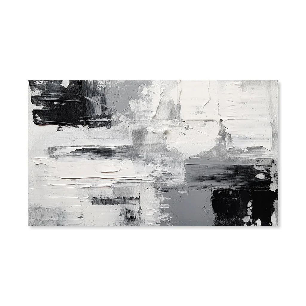 Monochrome Horizon-Hand-Painted Gray-Toned Abstract Brush Texture Wall Art