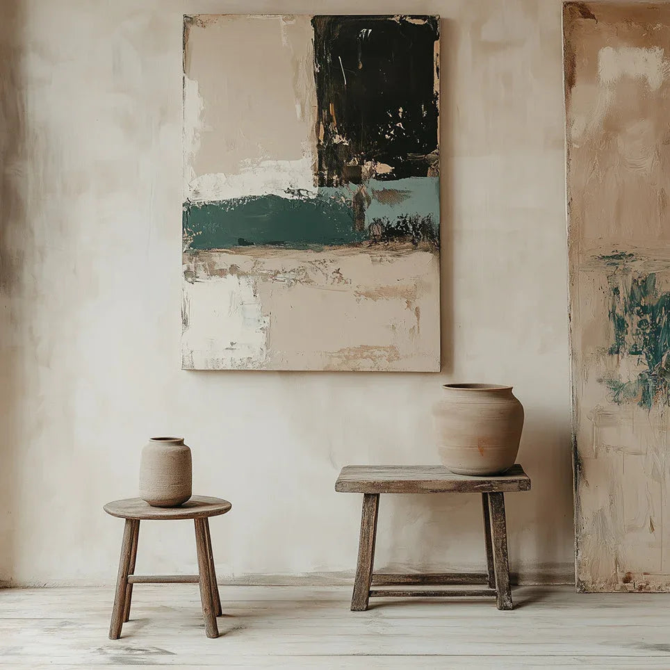Emerald Tranquility-Vertical Abstract Color Block Staggered Wall Art