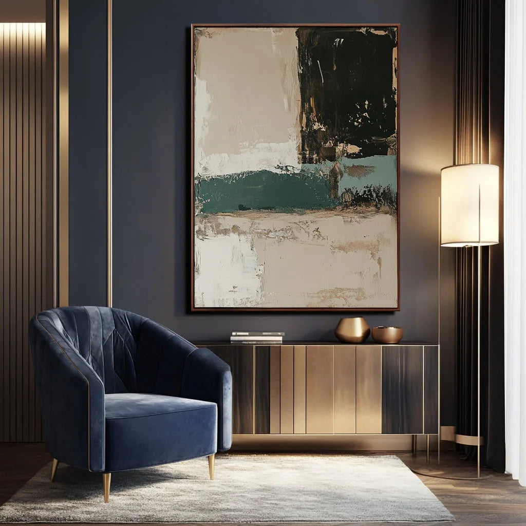 Emerald Tranquility-Vertical Abstract Color Block Staggered Wall Art