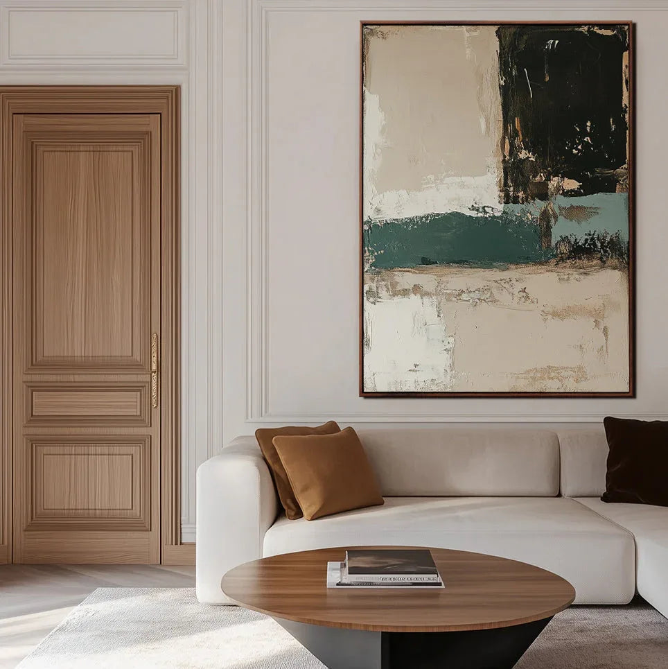 Emerald Tranquility-Vertical Abstract Color Block Staggered Wall Art