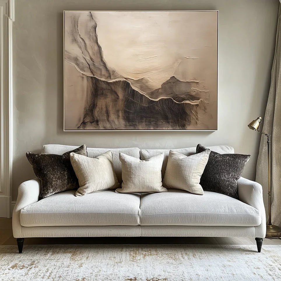 Golden Peaks-Minimalist Natural Style Abstract Layered Landscape Texture Wall Art