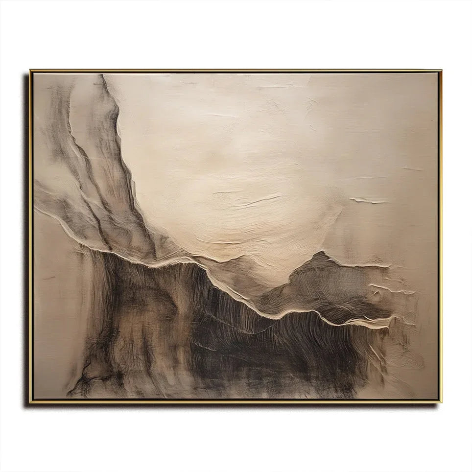 Golden Peaks-Minimalist Natural Style Abstract Layered Landscape Texture Wall Art
