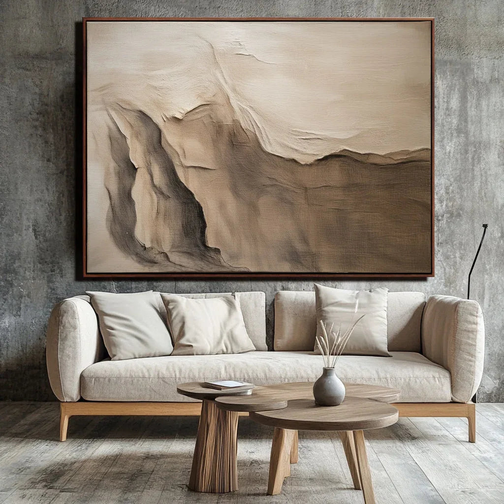 Earthbound Serenity-Hand-Painted Abstract Rock Stratum Fold and Wrinkle Texture Wall Art
