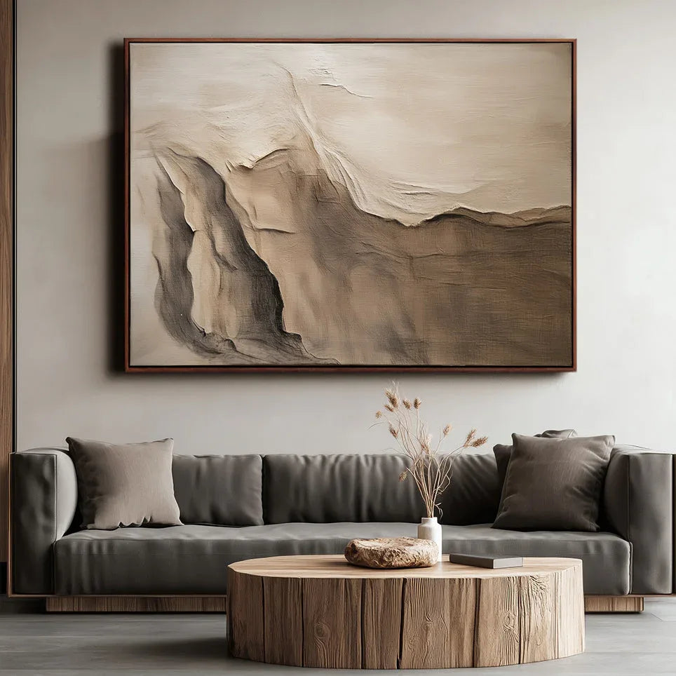 Earthbound Serenity-Hand-Painted Abstract Rock Stratum Fold and Wrinkle Texture Wall Art