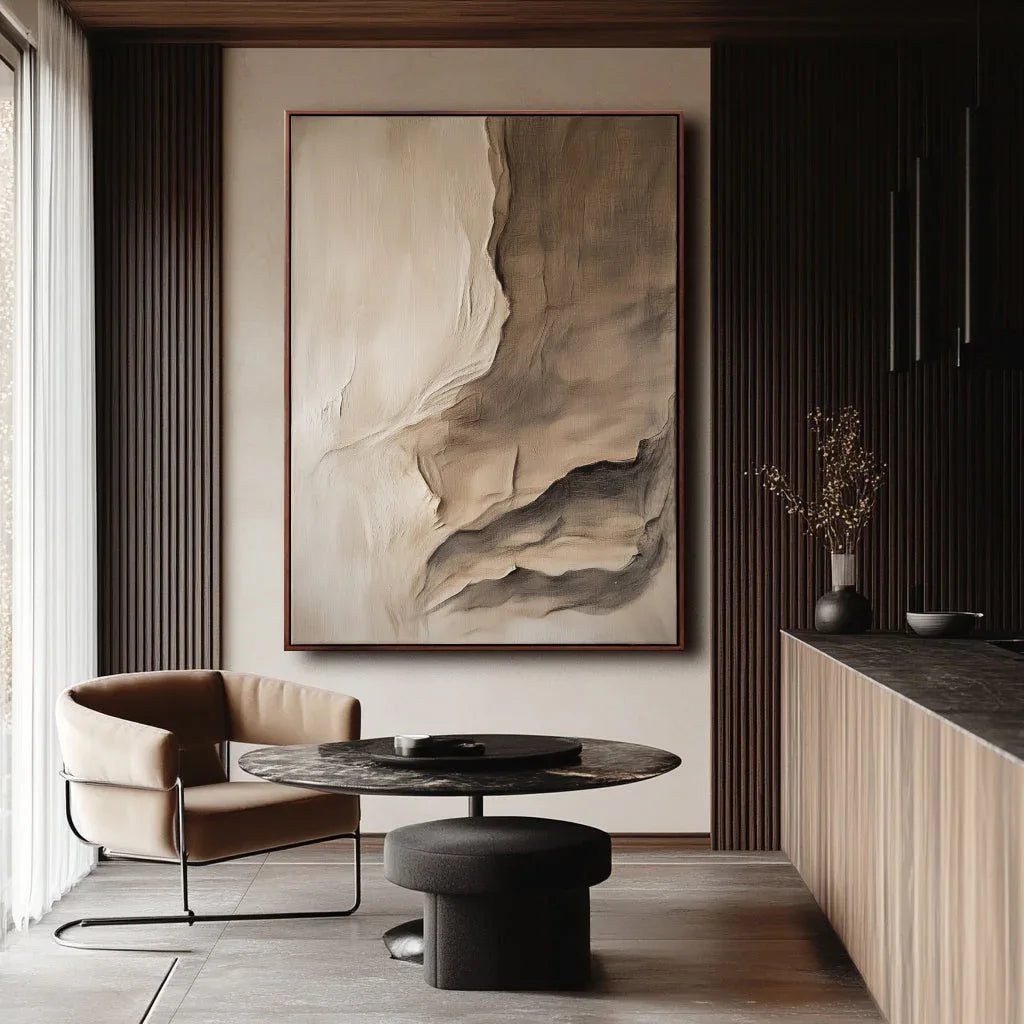 Earthbound Serenity-Hand-Painted Abstract Rock Stratum Fold and Wrinkle Texture Wall Art