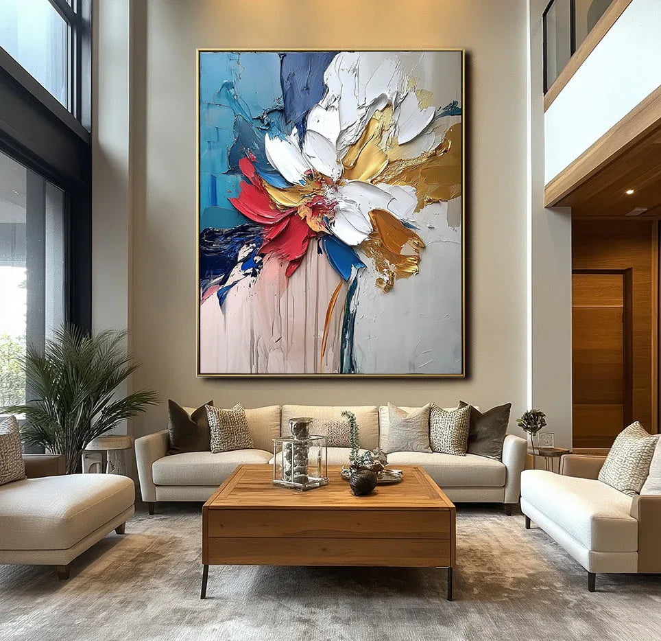 Blooming Essence in Gold-Abstract Wall Art #FL10051