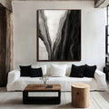Ethereal Flow-Modern Abstract Black and White Canyon Rhythm Texture Oil Painting Wall Art