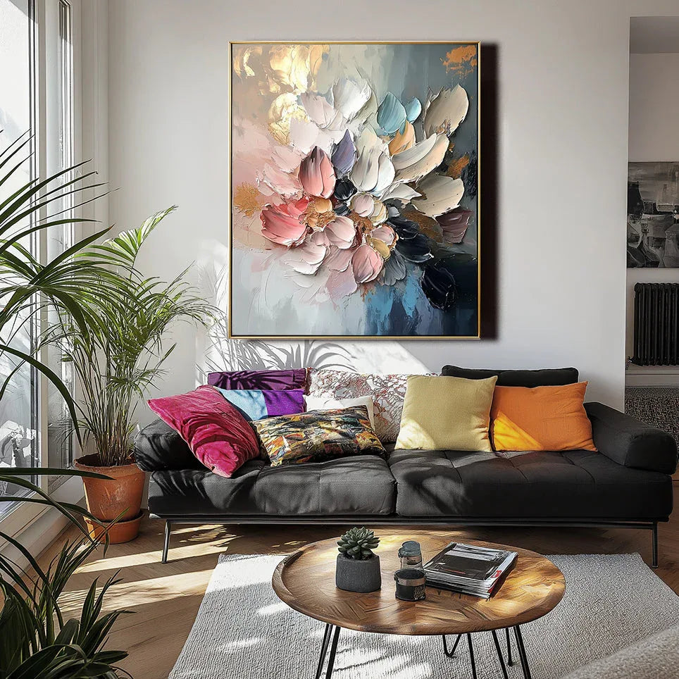 Floral Essence-Texture Colorful Flower Cluster Wall Art#FL10016