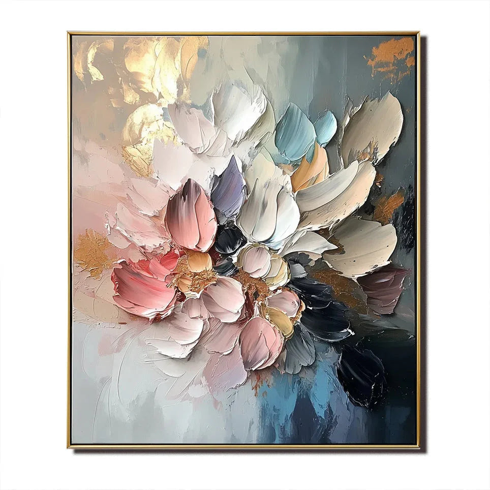 Floral Essence-Texture Colorful Flower Cluster Wall Art#FL10016