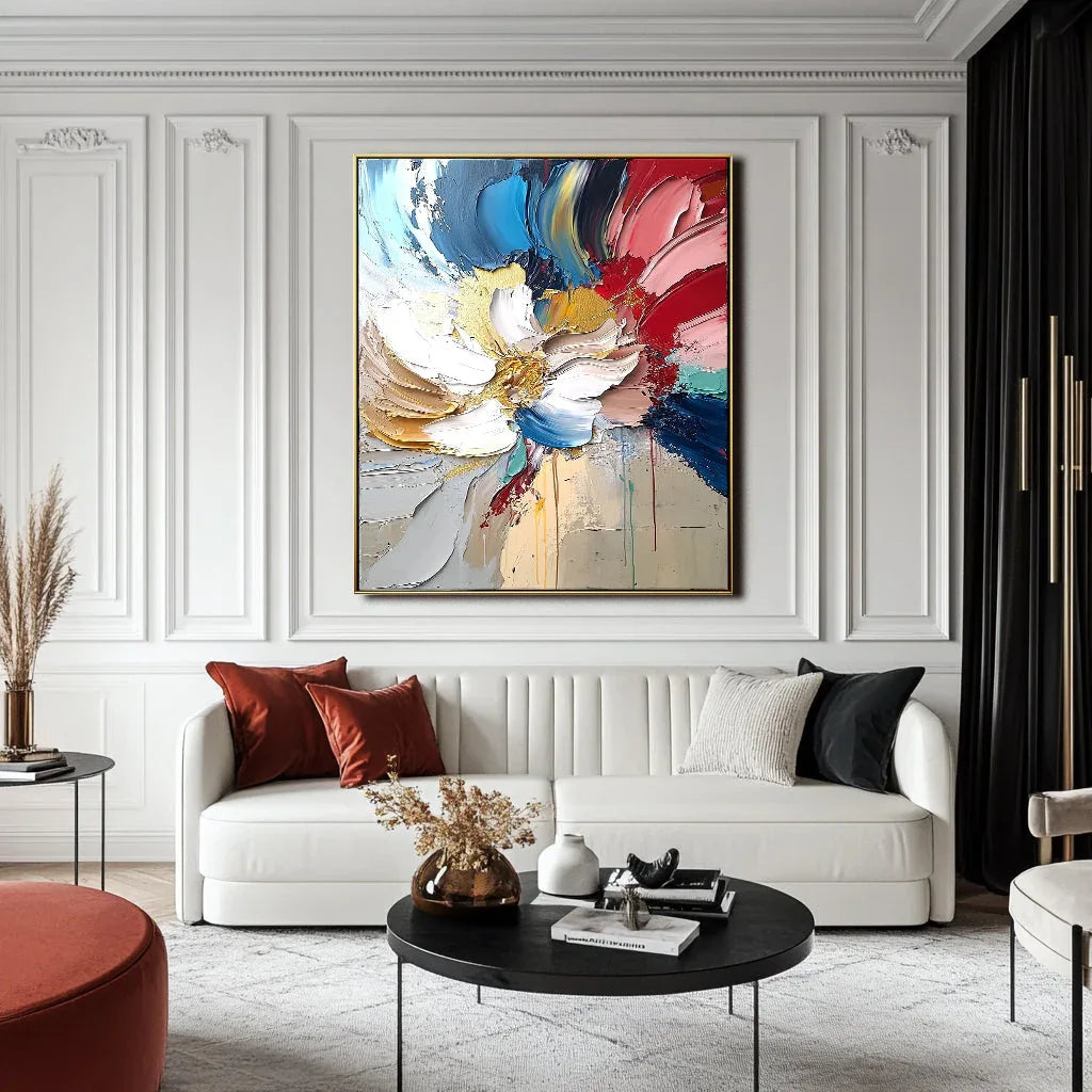 Bloom in Motion - Hand-Painted 3D Colorful Textured Abstract Flower Petal Wall Art#FL10084