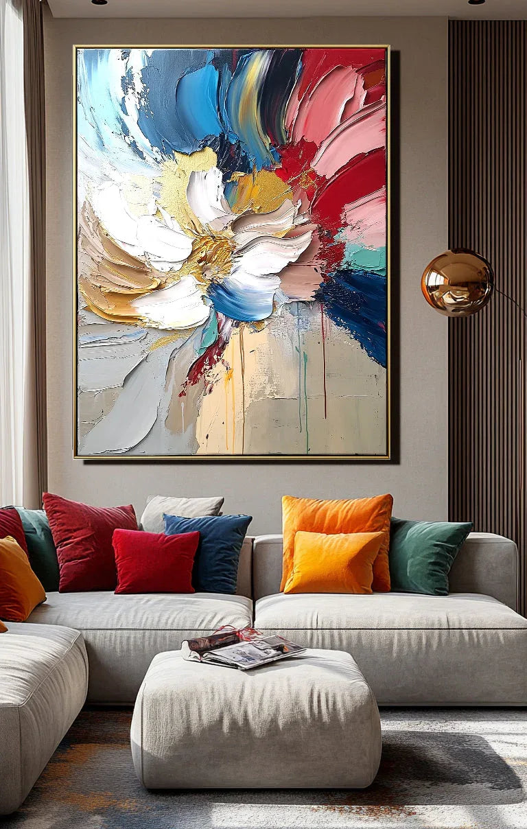 Bloom in Motion - Hand-Painted 3D Colorful Textured Abstract Flower Petal Wall Art#FL10084