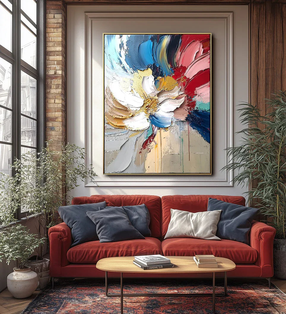 Bloom in Motion - Hand-Painted 3D Colorful Textured Abstract Flower Petal Wall Art#FL10084