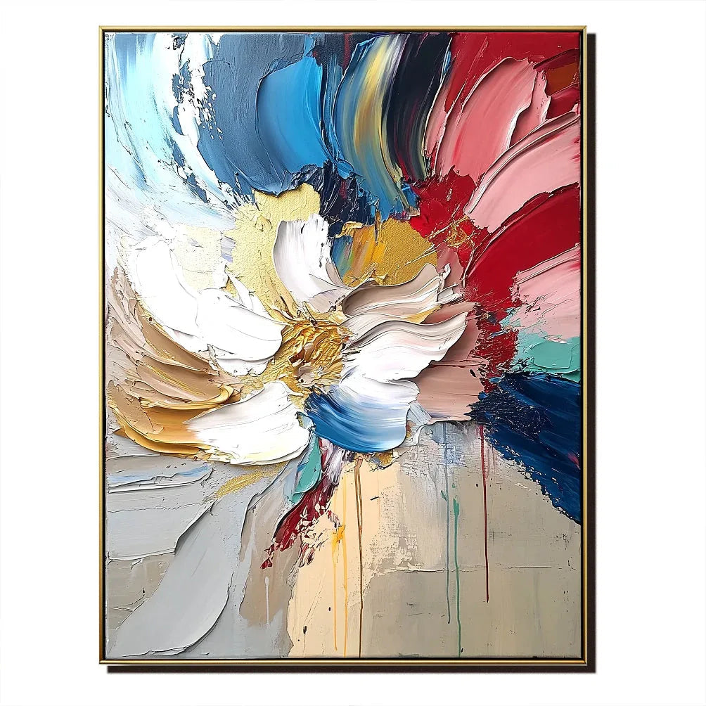 Bloom in Motion - Hand-Painted 3D Colorful Textured Abstract Flower Petal Wall Art#FL10084