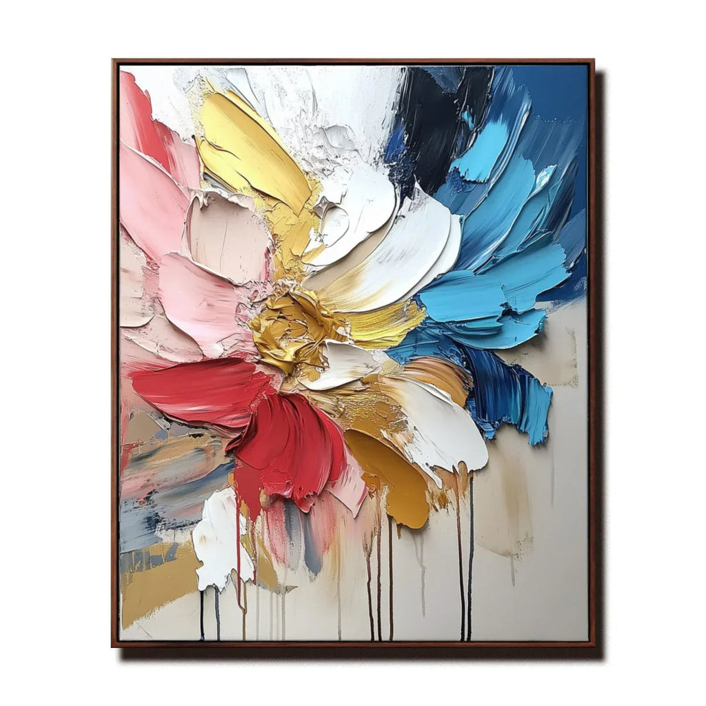 Radiant Floral Cascade -Hand drawn 3D Colorful Flower Texture Wall Art#FL10085