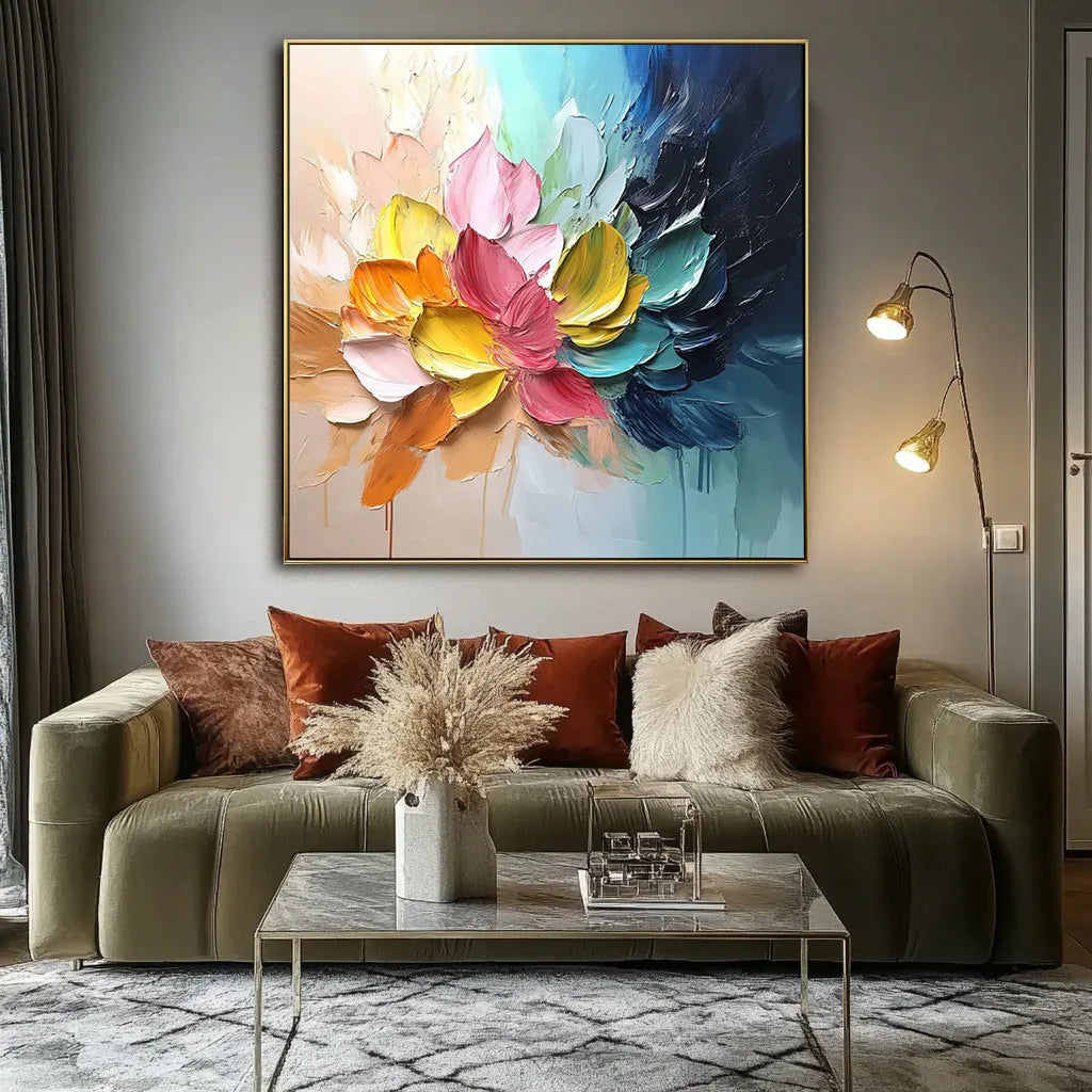 Blossom Color Burst-3D Colorful Floral Petal Textured Wall Art#FL10028