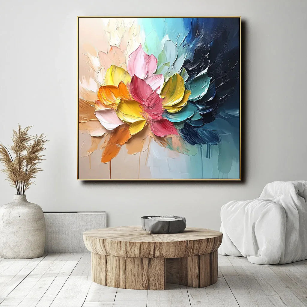 Blossom Color Burst-3D Colorful Floral Petal Textured Wall Art#FL10028