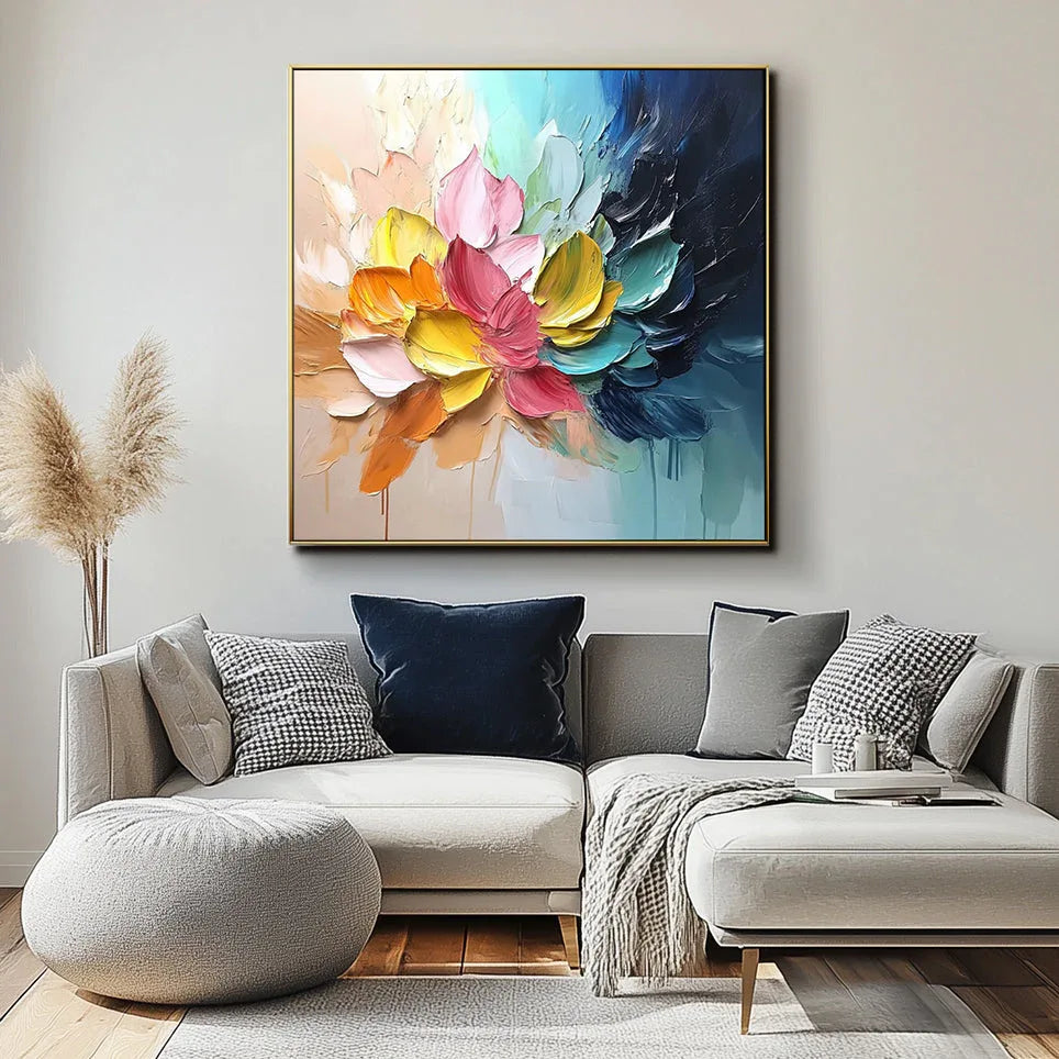 Blossom Color Burst-3D Colorful Floral Petal Textured Wall Art#FL10028