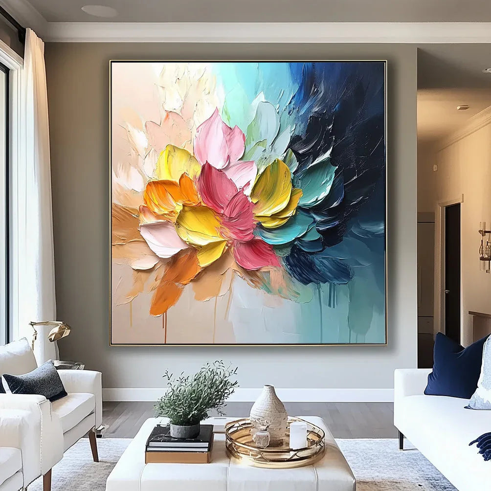 Blossom Color Burst-3D Colorful Floral Petal Textured Wall Art#FL10028