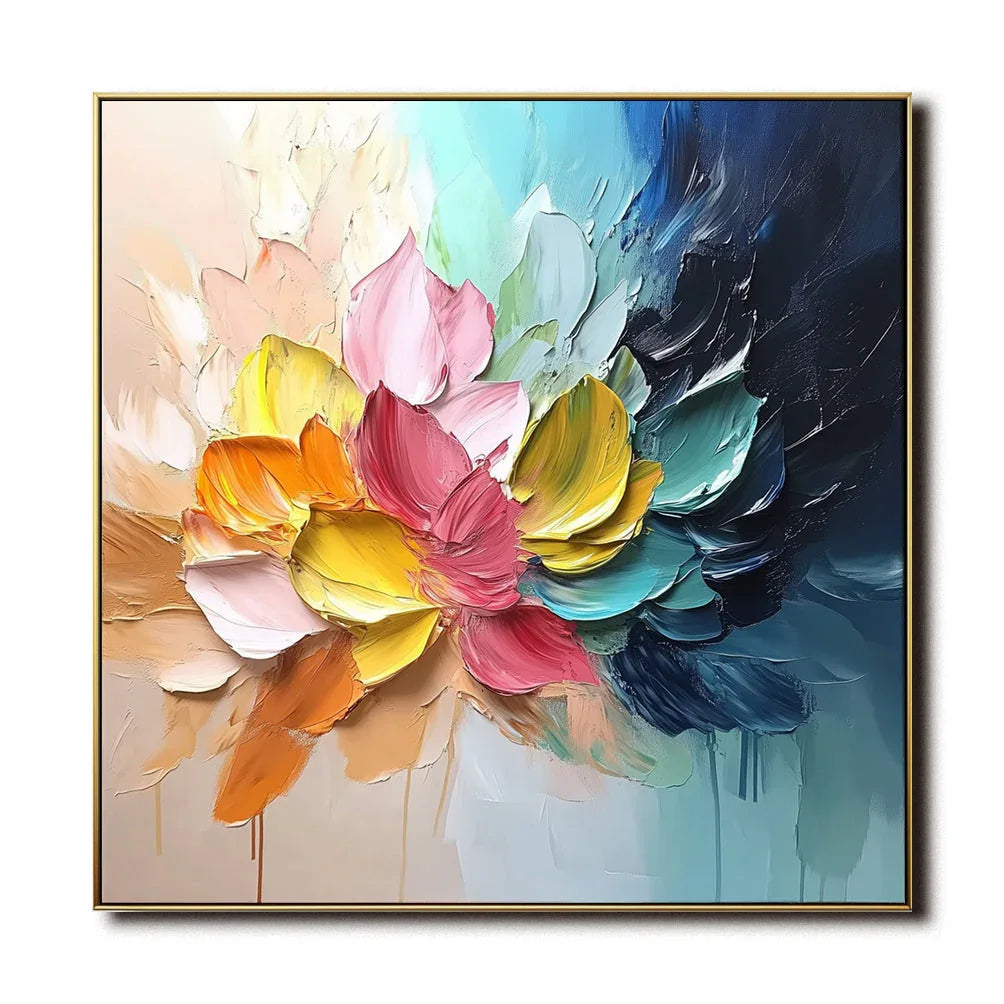 Blossom Color Burst-3D Colorful Floral Petal Textured Wall Art#FL10028