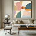 Pastel Horizons-Modern Bedroom or Living Room Decoration Geometric Abstract Oil Painting Wall Art