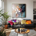 Petals of Serenity-Hand Drawn Thick Painted Color Flower Abstract Wall Art#FL10014