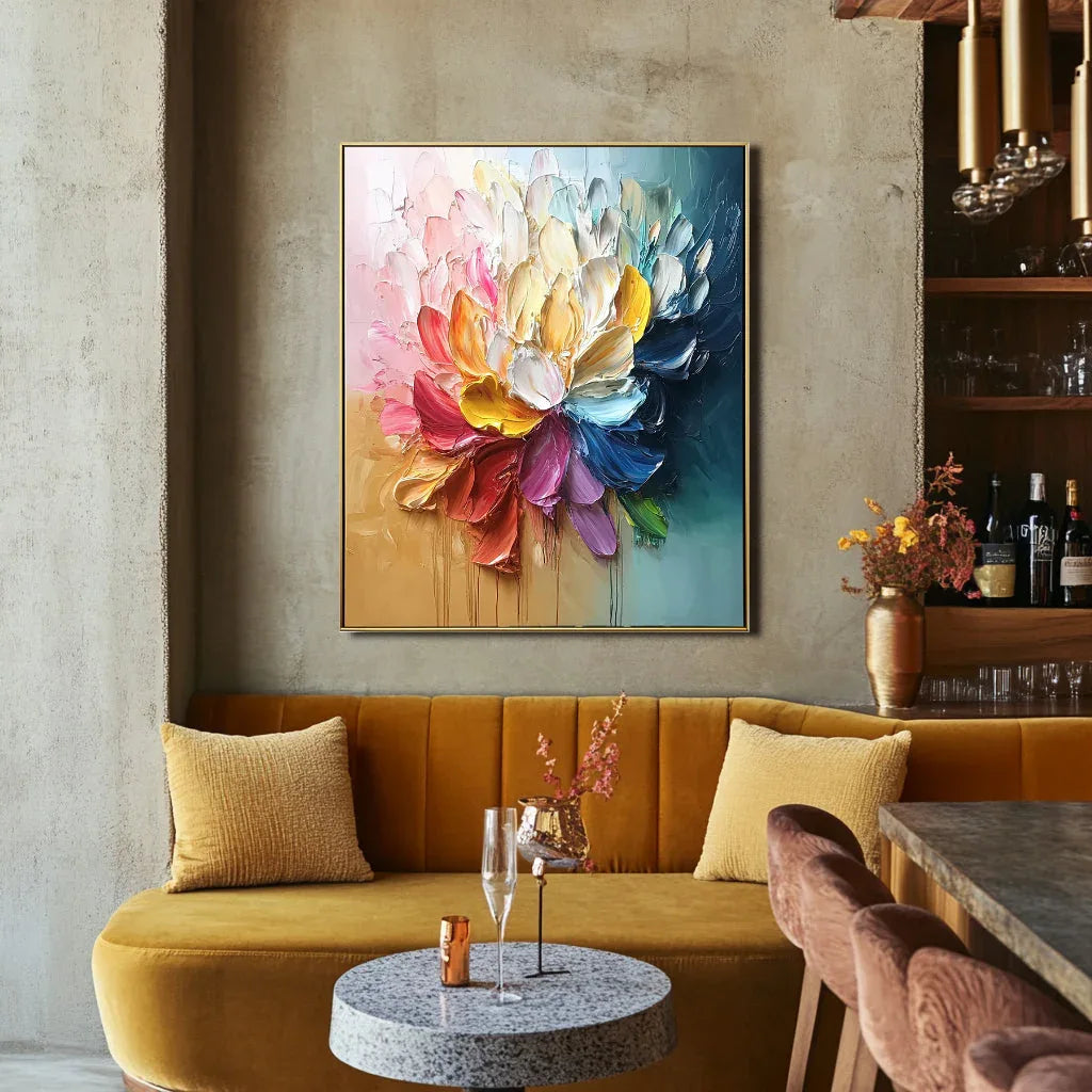 Radiant Bloom-Abstract Oil Painting With High Saturation Color#FL10087
