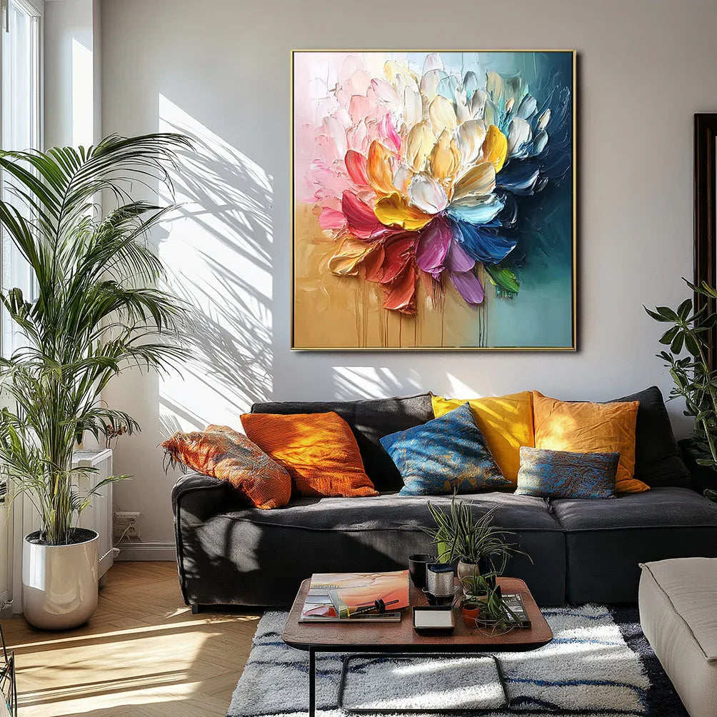 Radiant Bloom-Abstract Oil Painting With High Saturation Color#FL10087