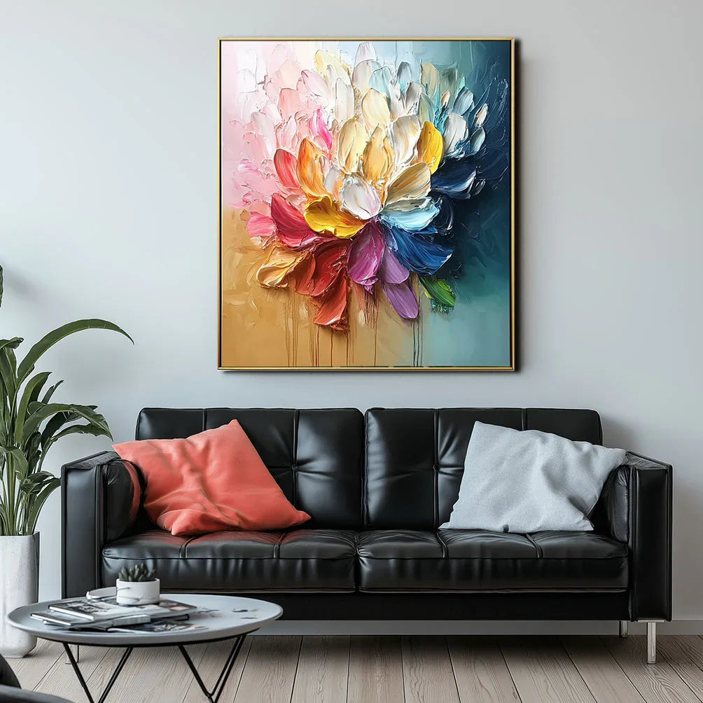 Radiant Bloom-Abstract Oil Painting With High Saturation Color#FL10087