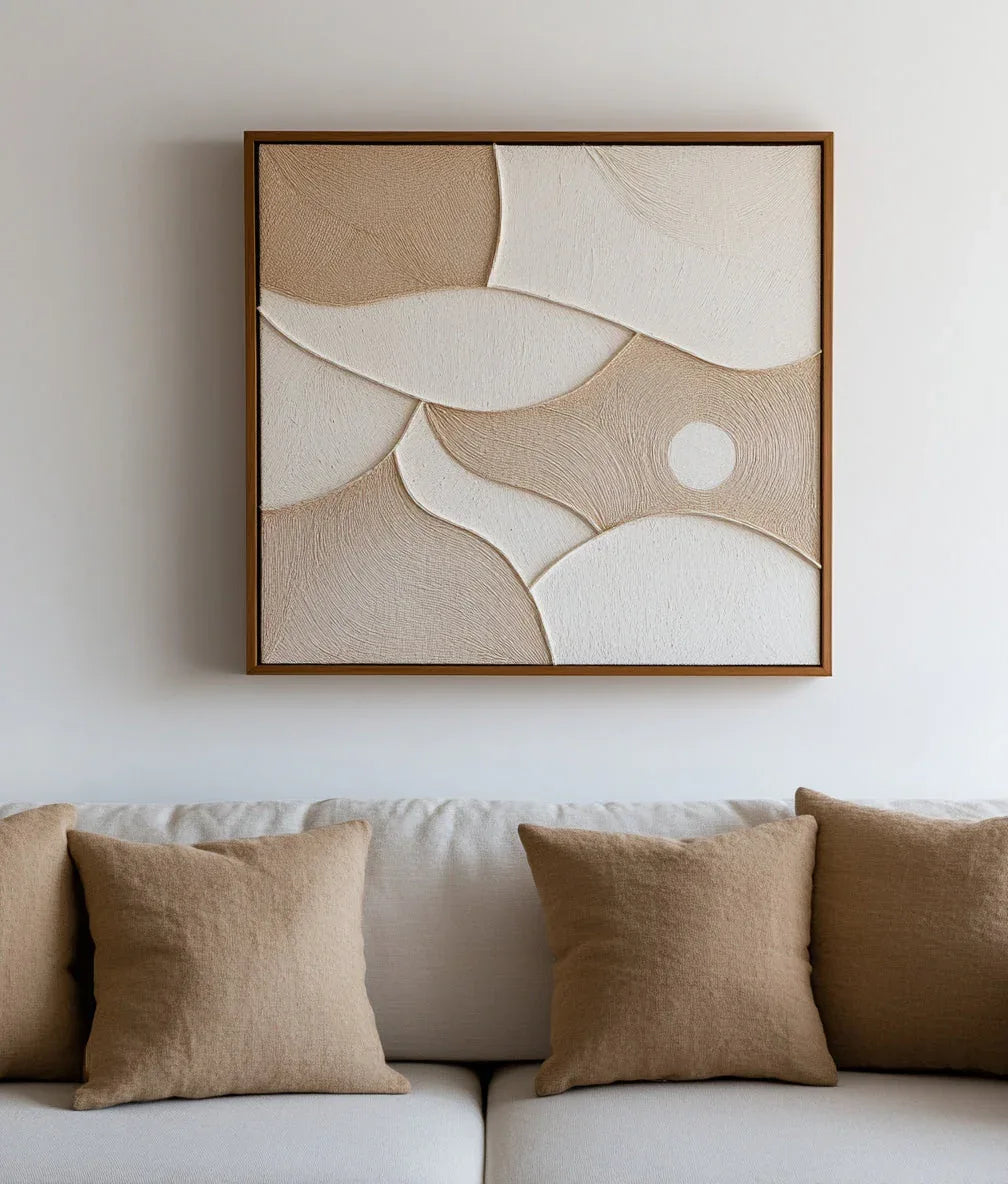 Serene Curves - 3D Minimalist Style Earth Color Geometric Texture Wall Art