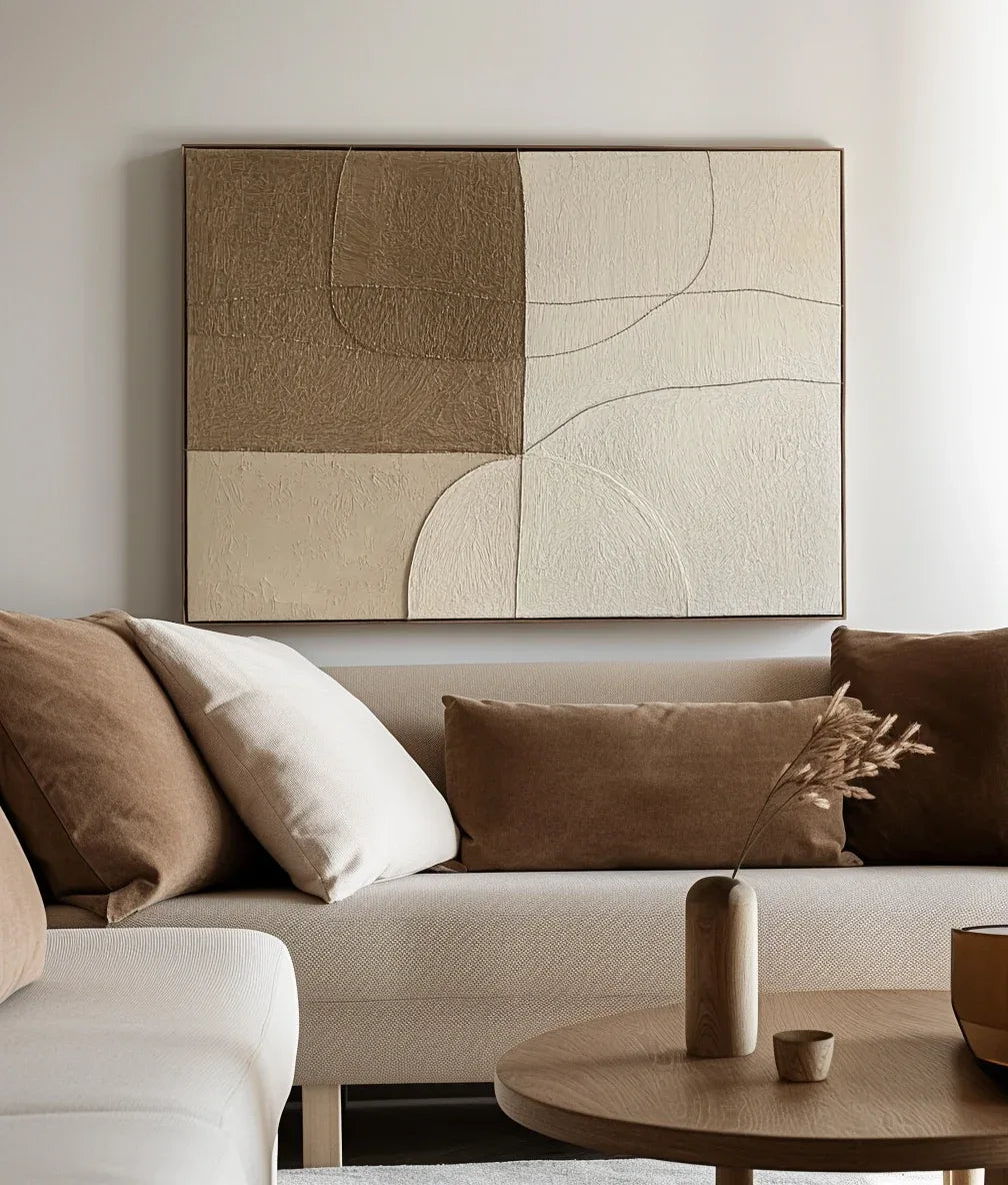 Muted Geometrics-Modern Minimalist Earth Tone Line Hand-Painted Geometric Wall Art