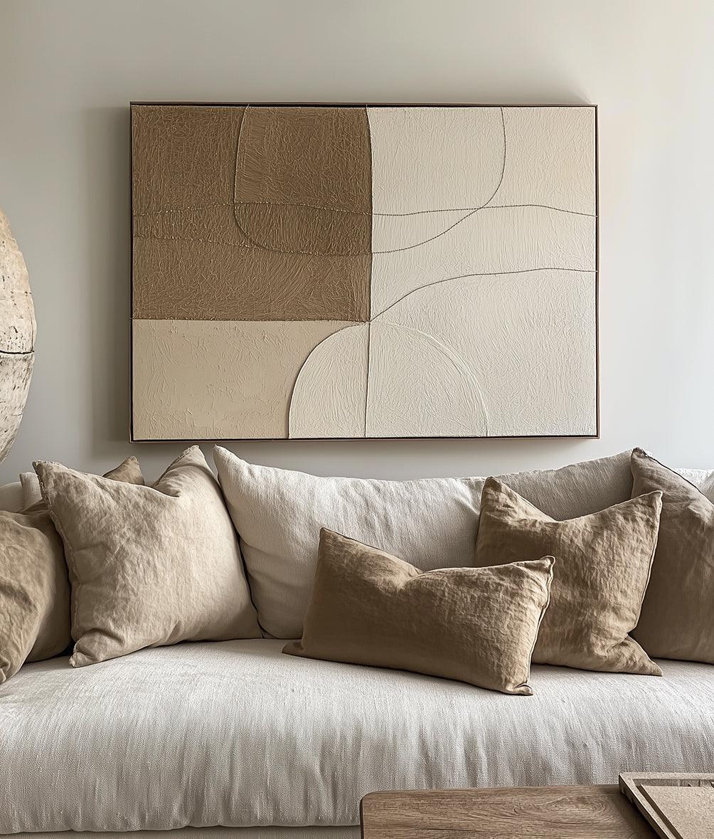 Muted Geometrics-Modern Minimalist Earth Tone Line Hand-Painted Geometric Wall Art