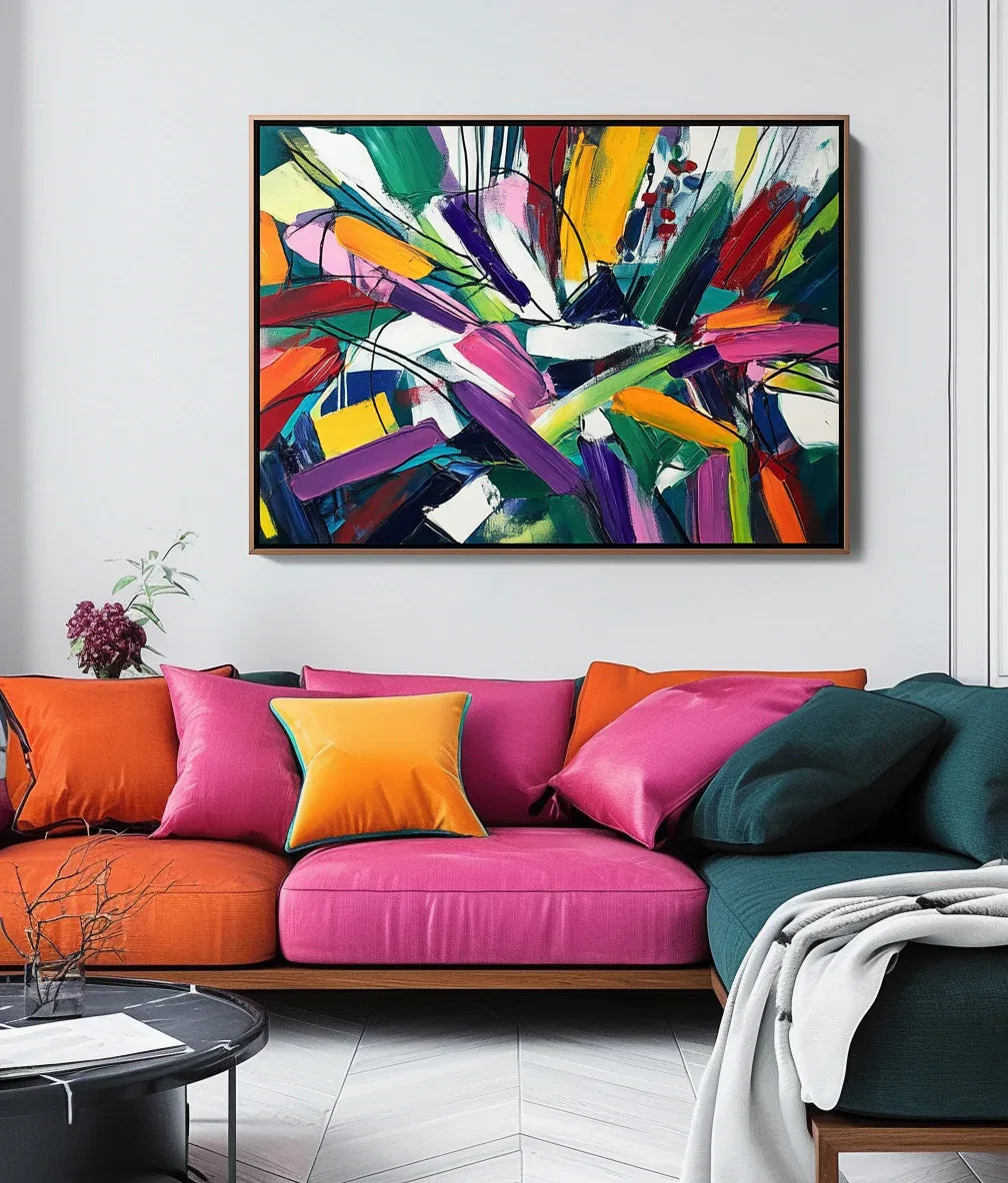 Dynamic Burst -Geometric Color Fractal Abstract Wall Art