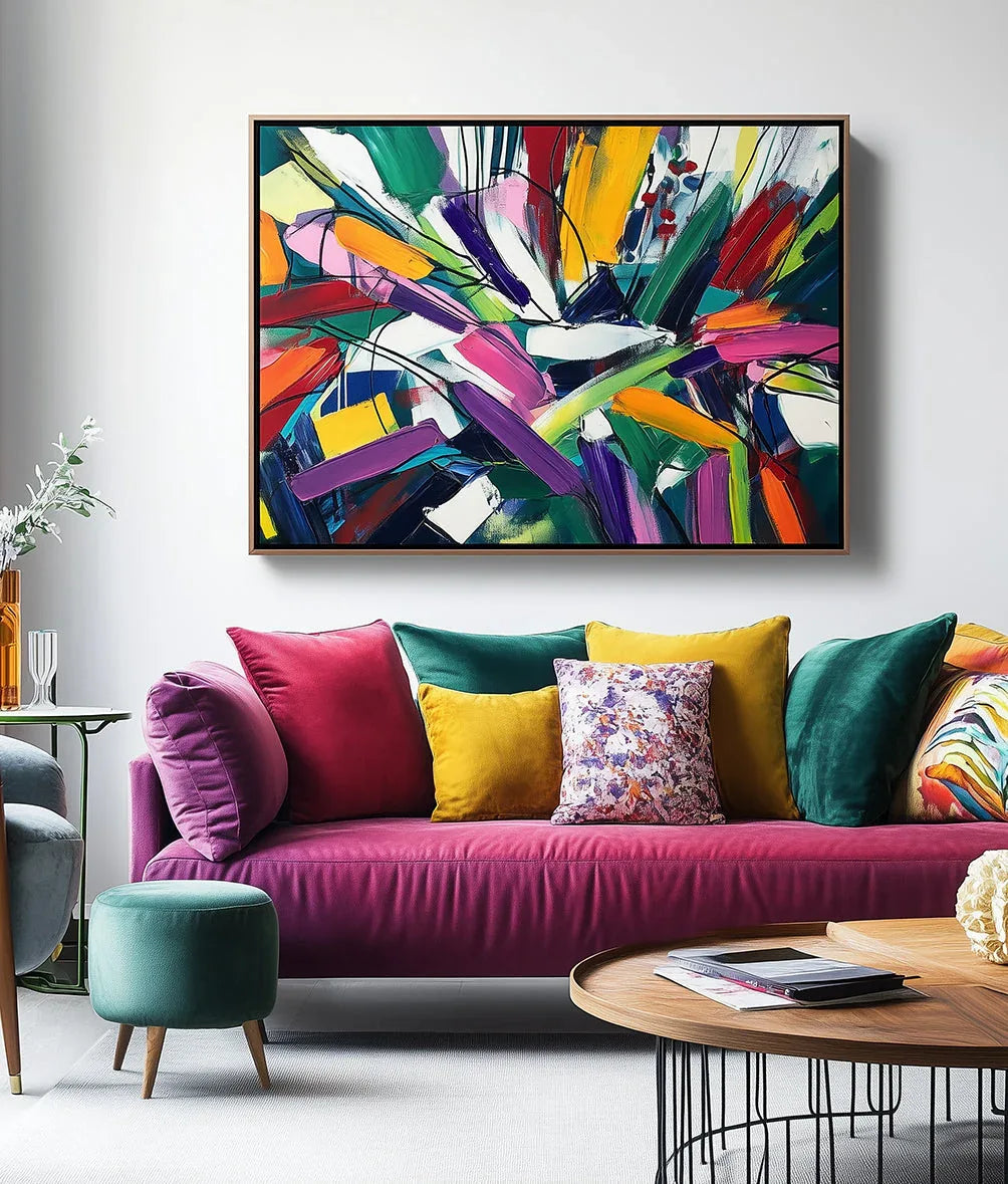 Dynamic Burst -Geometric Color Fractal Abstract Wall Art