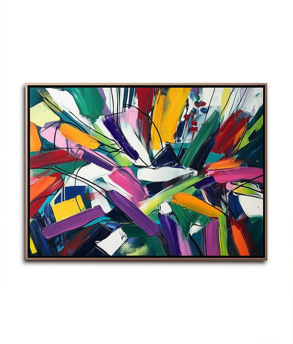 Dynamic Burst -Geometric Color Fractal Abstract Wall Art