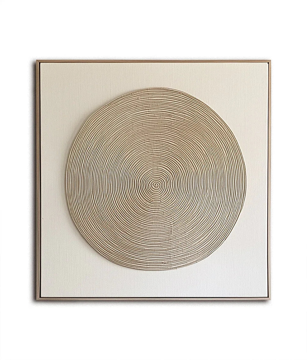 Ethereal Spiral-Art of Hand Drawn Textured Earth Colored Concentric Circles Abstract Wall