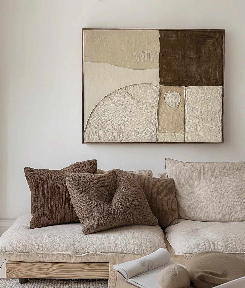 Earthbound Balance-Minimalist Geometric Arc Block Texture Abstract Wall Art